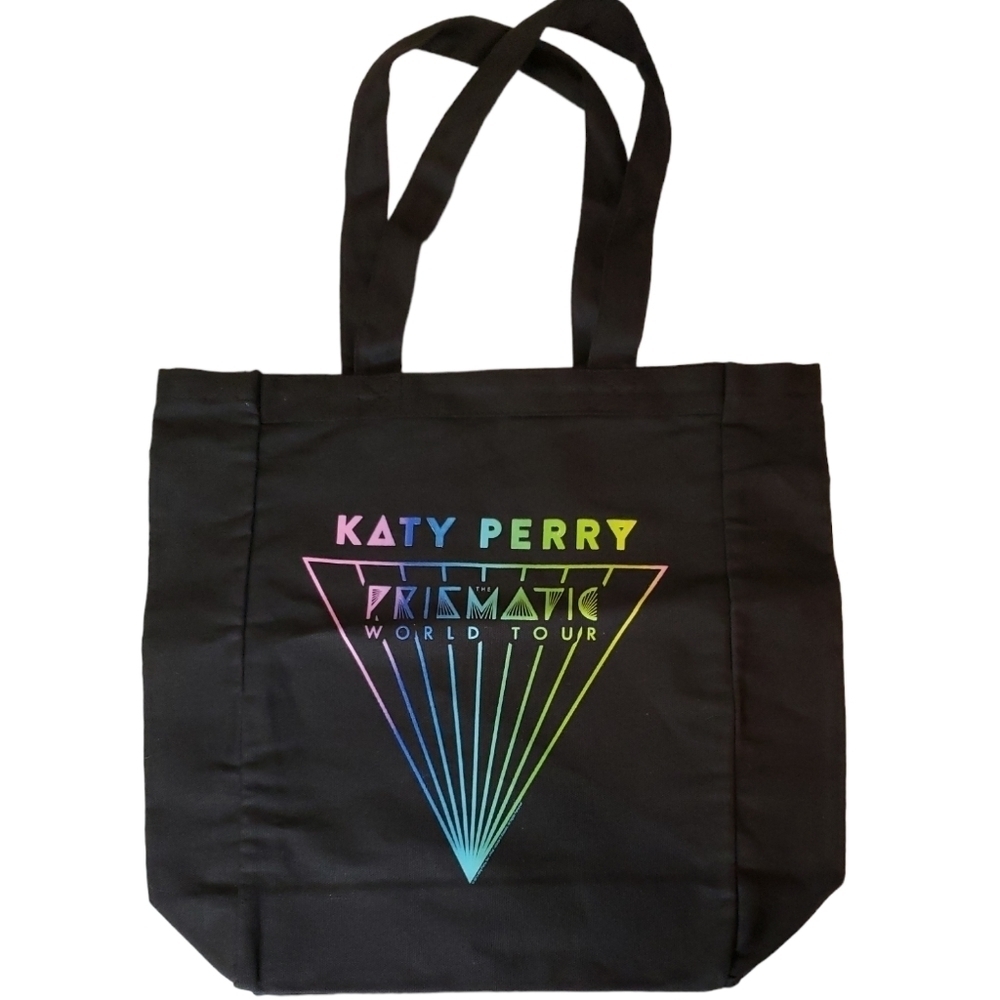 Katy Perry Prismatic World Tour Black Canvas Tote Bag | New